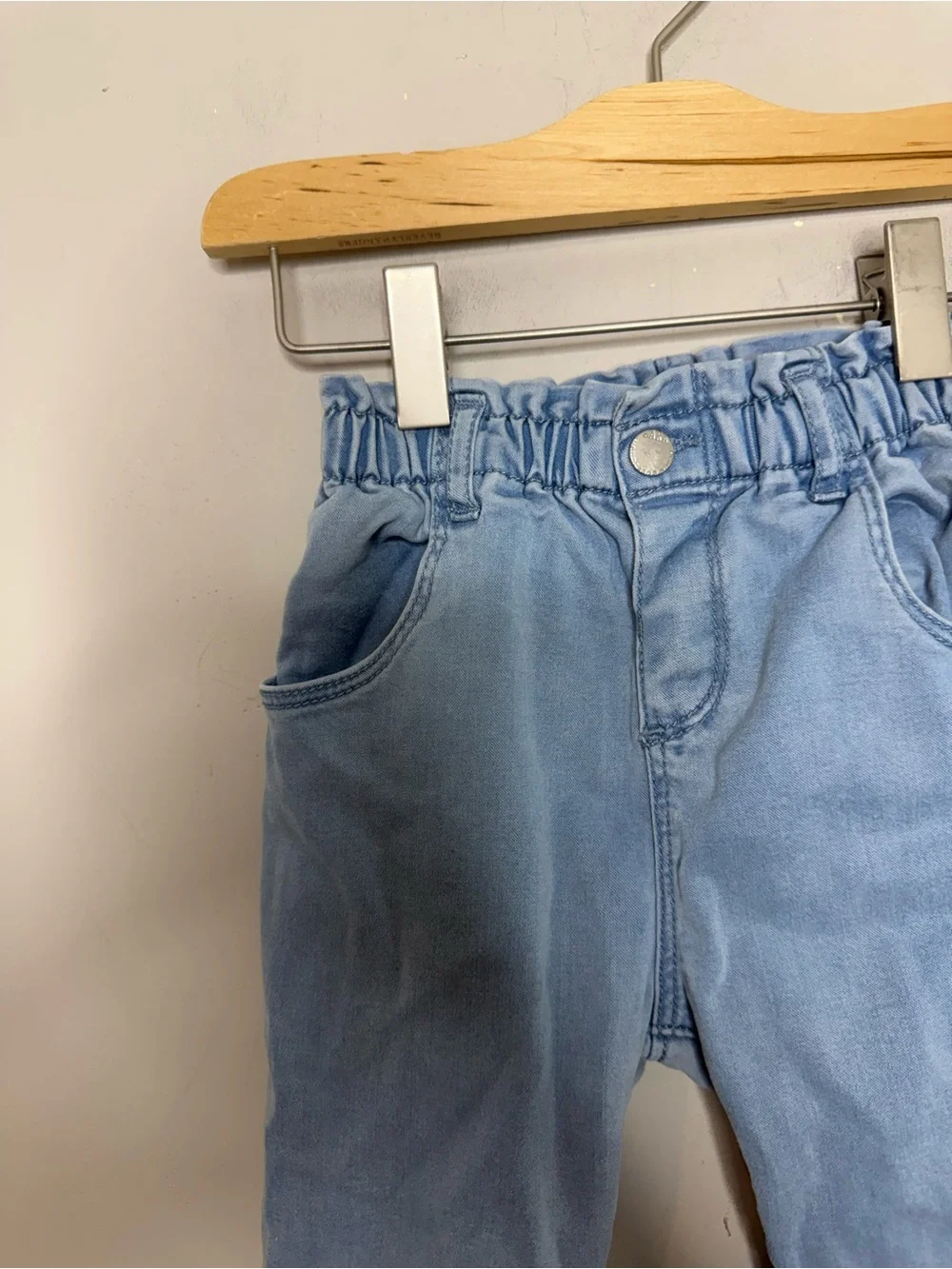 $16 ADD ON Zara girls baggy‎ paper bag jeans 3 4 straight mom jeans COTTON ON